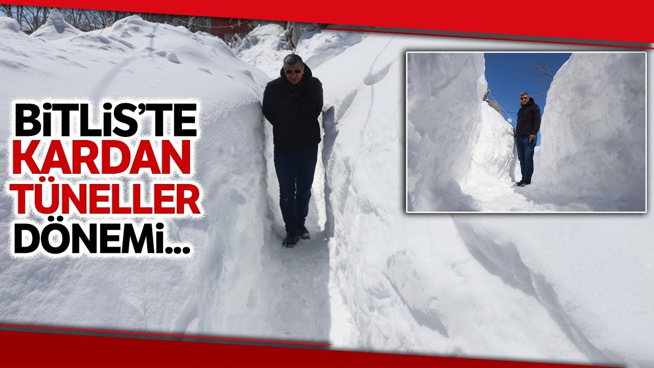 Kar Kalınlığının 9 Metreye Ulaştığı Bitlis'te Mahallelerde Kardan Tüneller Oluştu