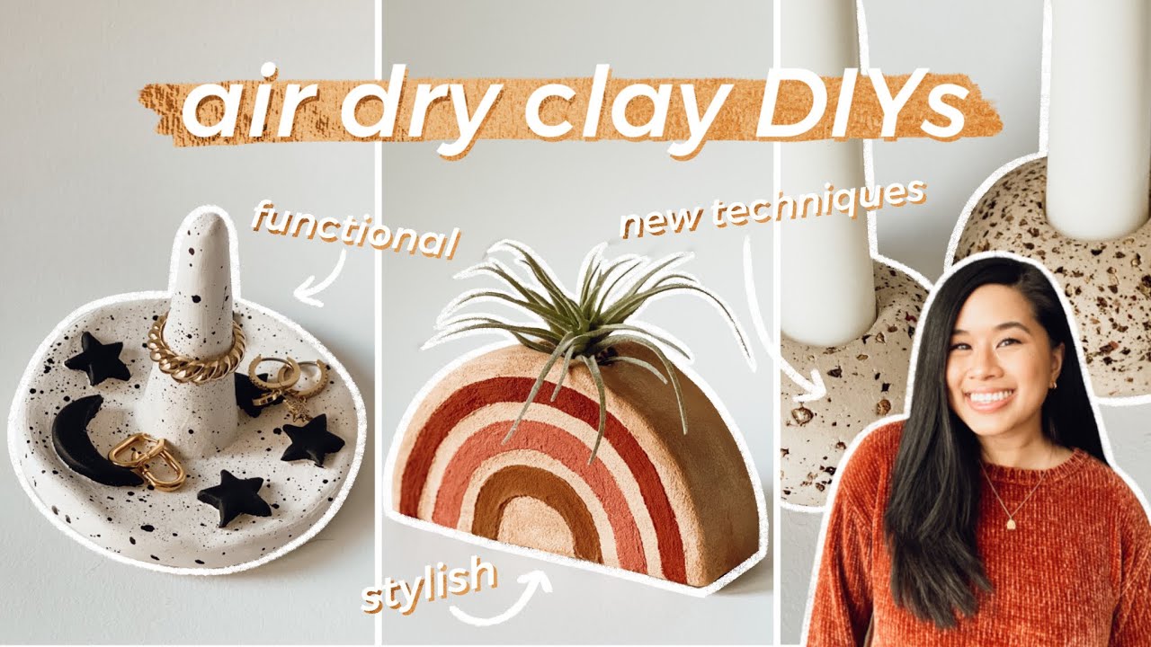 AIR DRY CLAY DIY DECOR *FUNCTIONAL* | Speckled Black Pepper, Air Plant Holder, AESTHETIC Ring Dish
