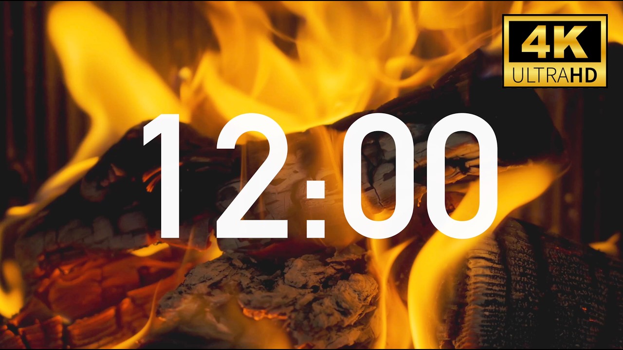 12 Minute Timer 🔥 Fireplace (Ultra HD 4K) with Cozy Fireplace Sounds