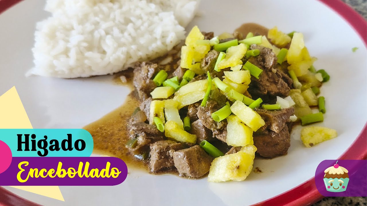 HIGADO ENCEBOLLADO con cebollin y papas fritas