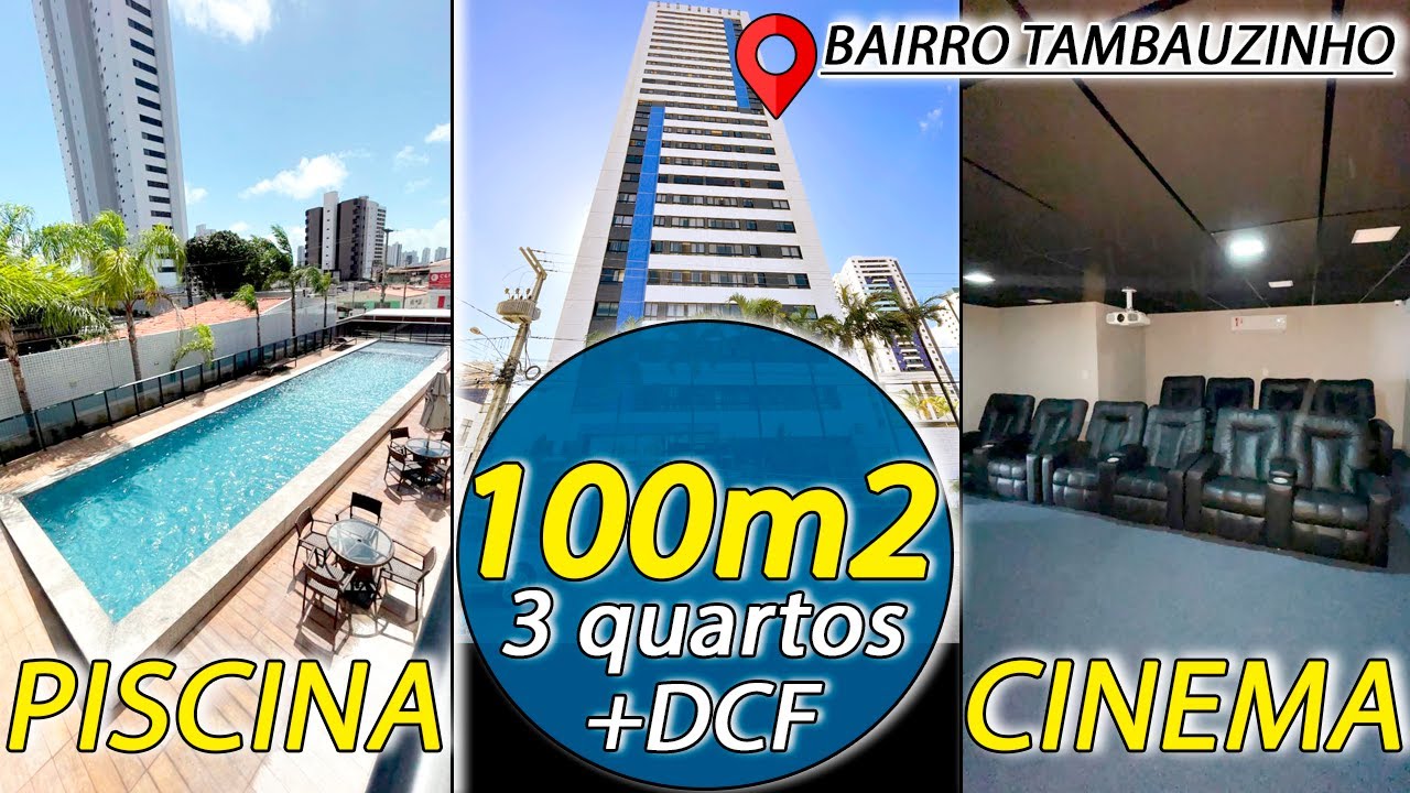 ❌INDISPONÍVEL❌ TAMBAUZINHO - #joãopessoa #paraiba .Apto com 100m2. 03 qtos + DCF com área de lazer!