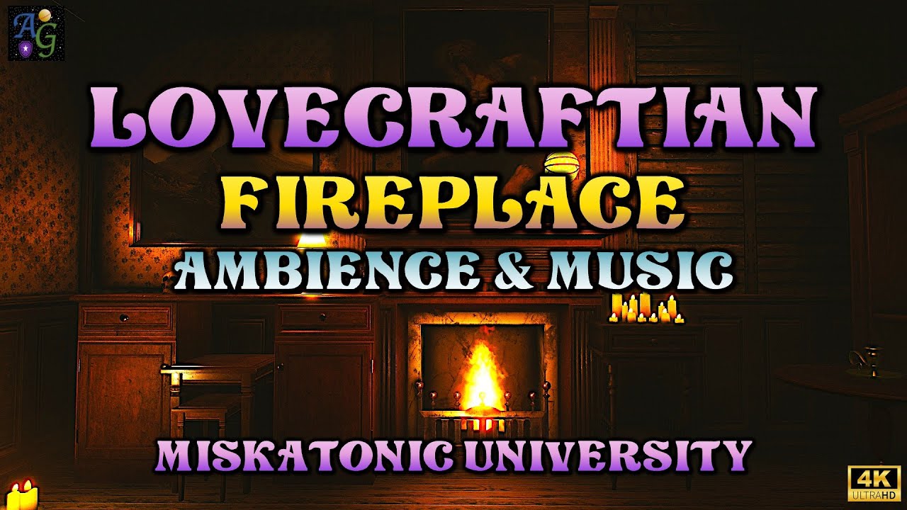 Lovecraftian Crackling Fireplace ASMR & Music 🔥 1+ HOUR Miskatonic University 4K Ambience & OST 🦑🎶