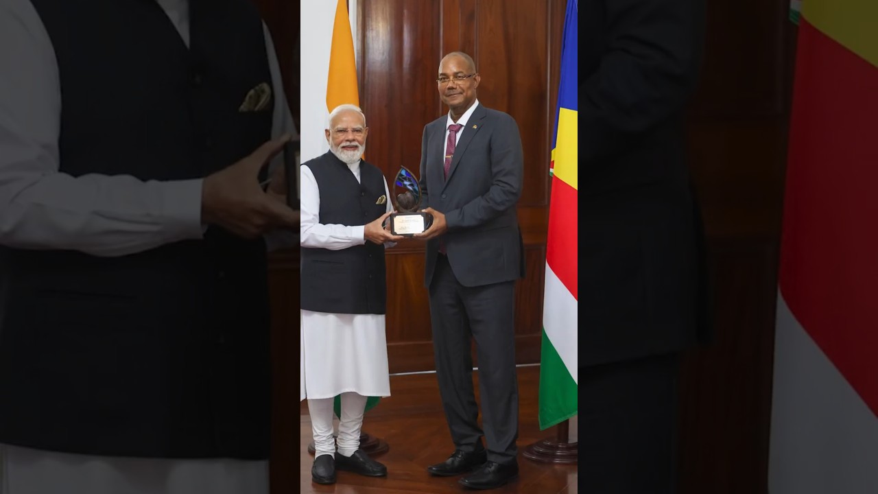 PM Modi conferred the 'Guardian of the Blue Horizon' in #seychelles | #shorts