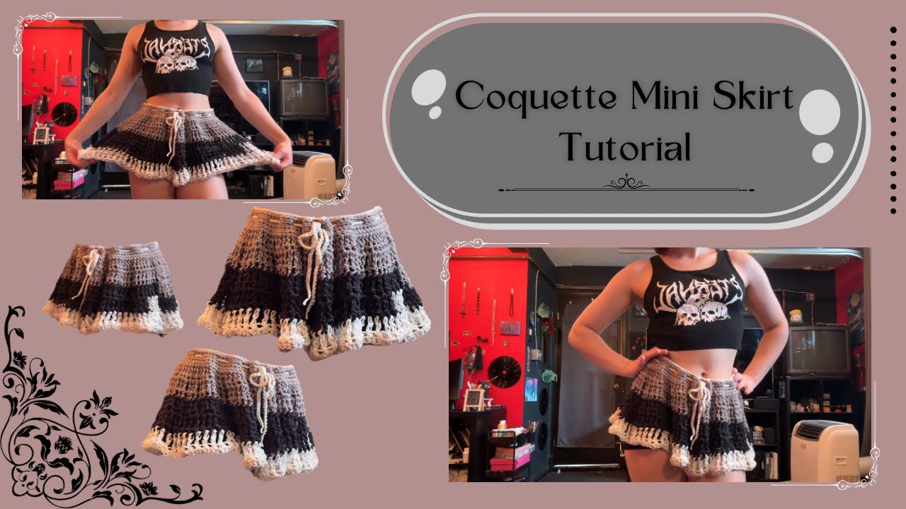 Coquette Crochet Miniskirt Tutorial with Size Accommodations | Mini Crochet Tutorials #2