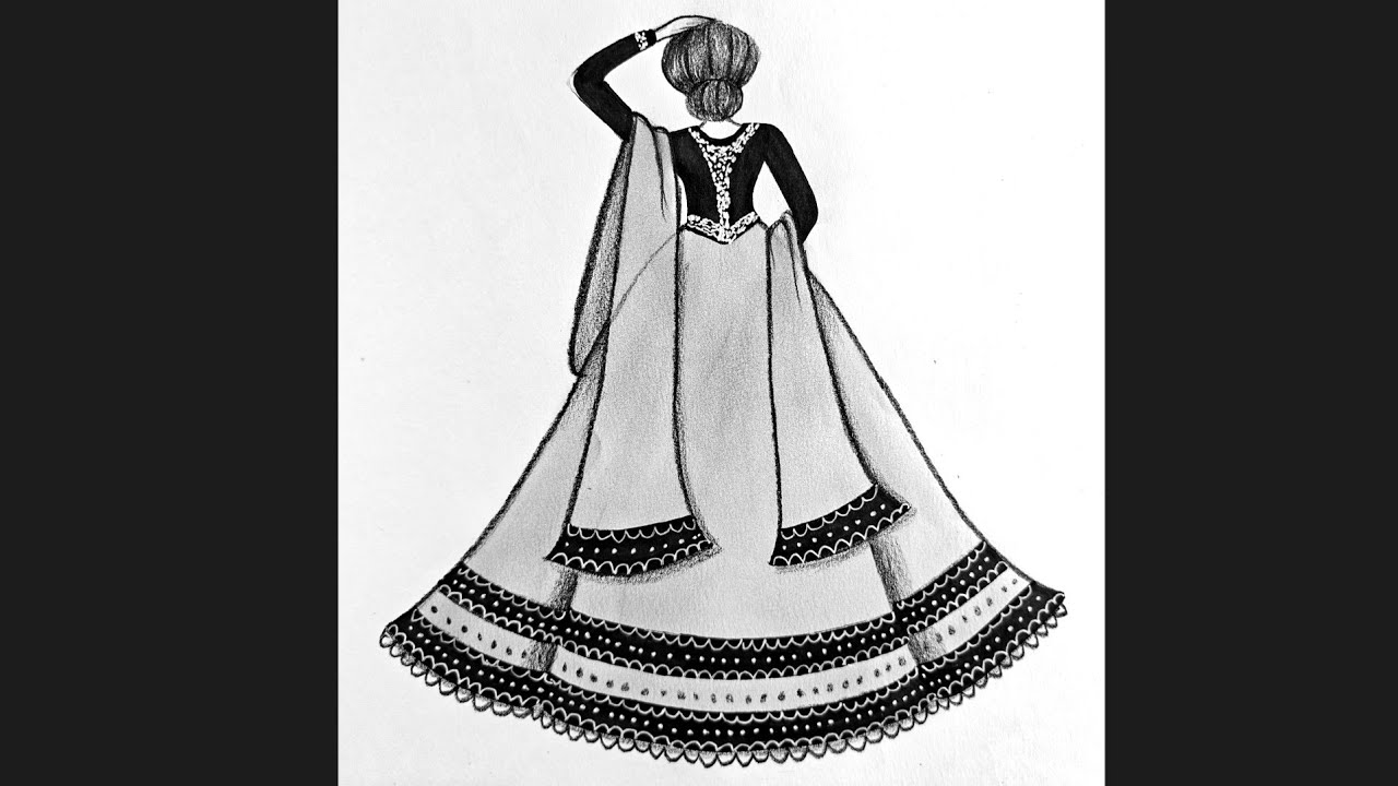 How to Draw a Girl with Lehenga | Girl Drawing Easy Step by Step 