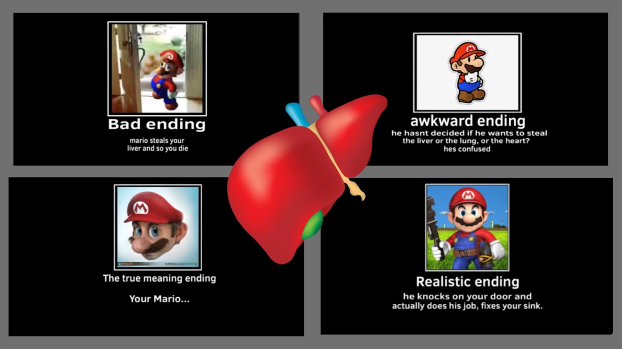 Mario steals your liver ALL endings from part 1 2 3 and 4