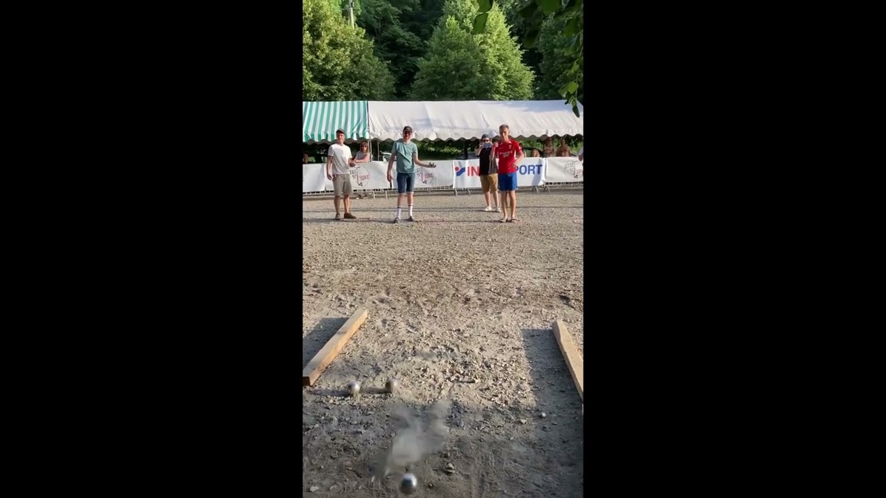 P&eacute;tanque player demonstrates his incredible shooting skills