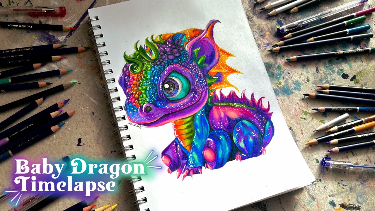 Watch This Baby Dragon Come to Life | Mesmerizing Colored Pencil Timelapse