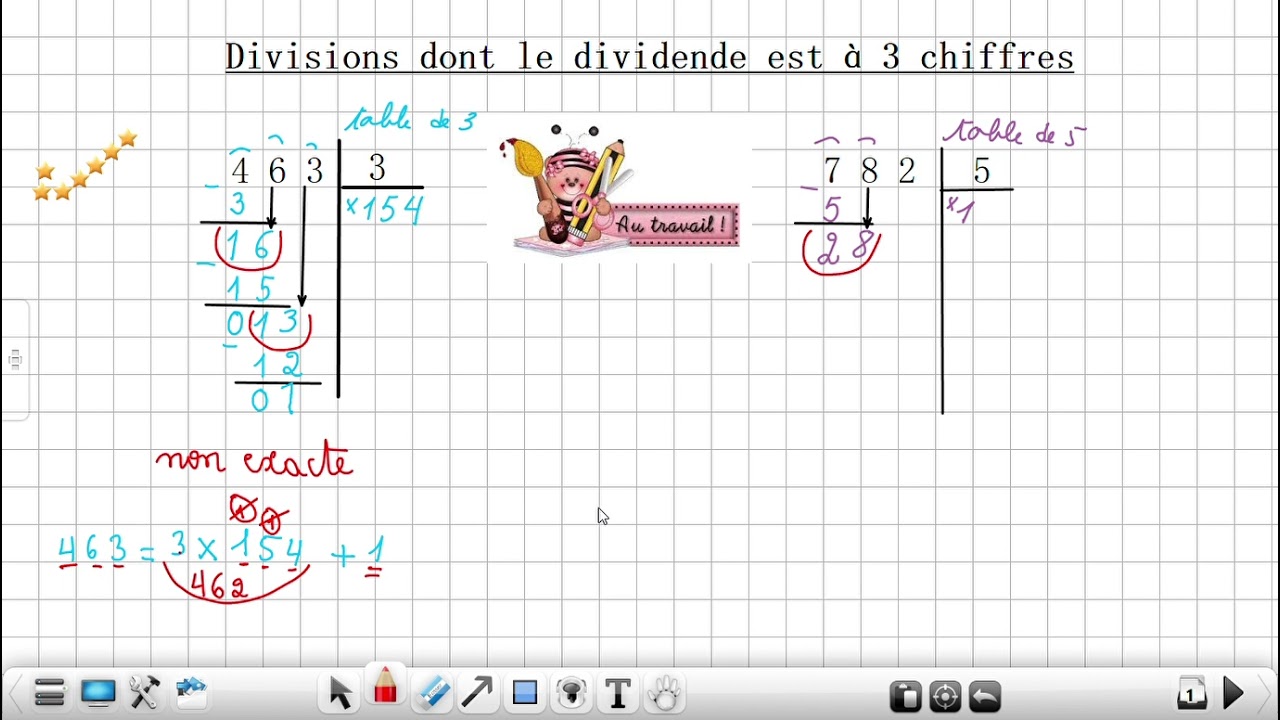 Division dont le dividende est formé de 3 chiffres.
