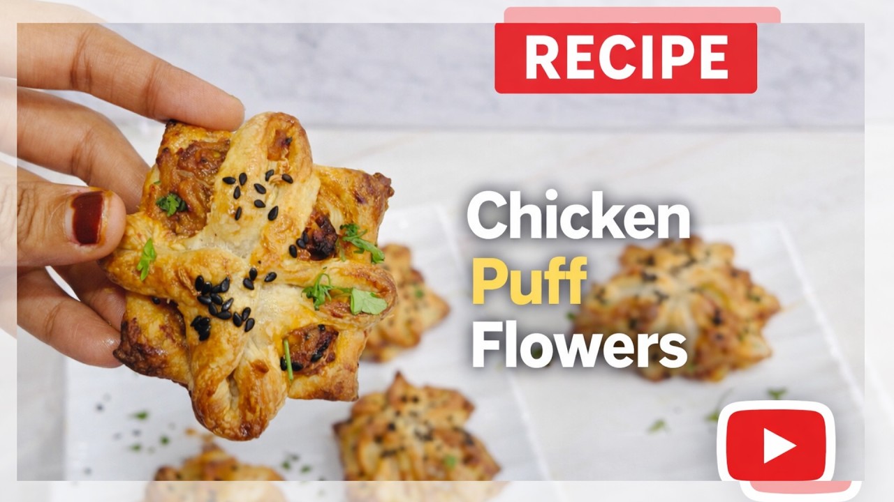 Ramzan Special Chicken Puff Flowers | Easy Cheesy Chicken Snack for Iftar