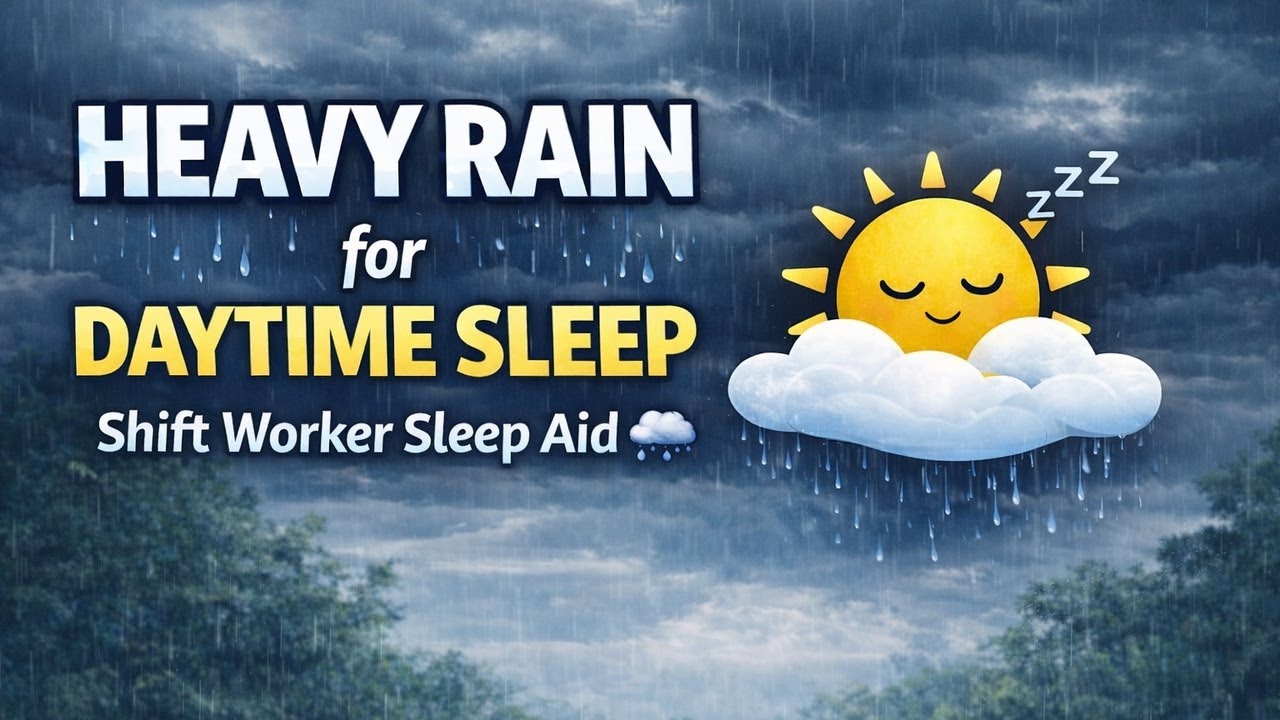 Heavy Rain for Daytime Sleep 🌧️ Shift Worker Sleep Aid (8 Hours, Black Screen)