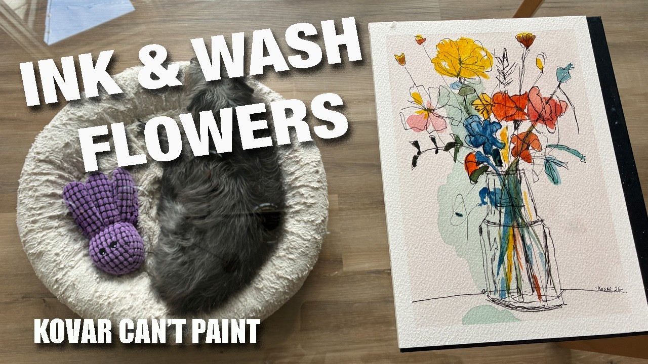 Loose Ink & Wash Flowers in a Glass Jar - Beginner tutorial - Episode 39