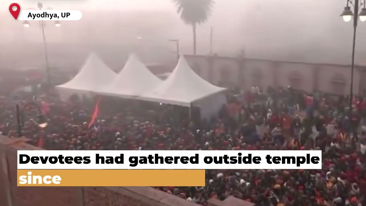 Devotees break through security barriers outside Ram Temple amid massive rush
