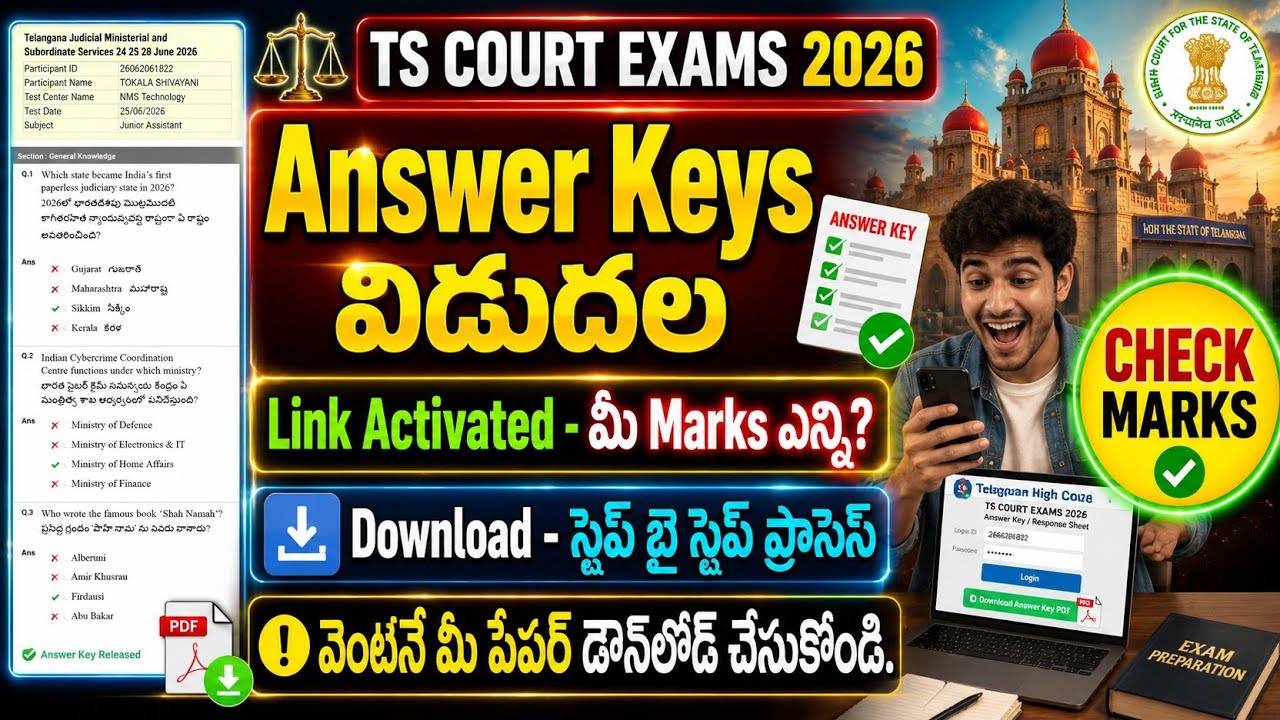 TS Court Exams 2026 Answer Key OUT | TS Court Exams 2026 Download Response Sheets | TS Court Exams 