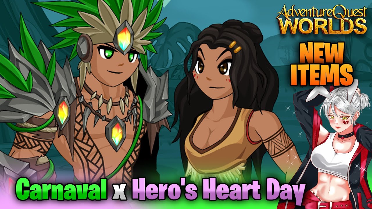 Carnaval x Hero's Heart Day event! New Items AQW