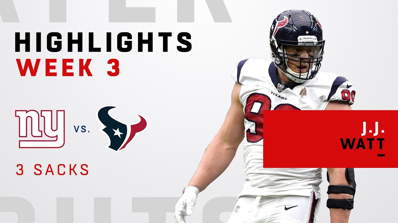 J.J. Watt Comes Away w/ 3 Sacks on Eli Manning!
