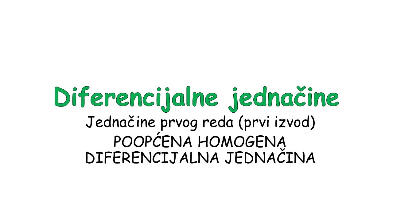 Diferencijalne jednačine - Poopćena homogena diferencijalna jednačina 1 | Enginist Show Ep. 71