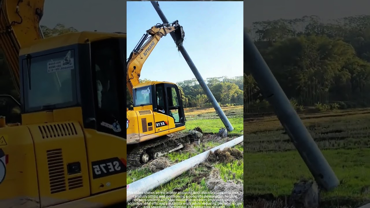 Excavator ⚡️ Lifting Power Pole