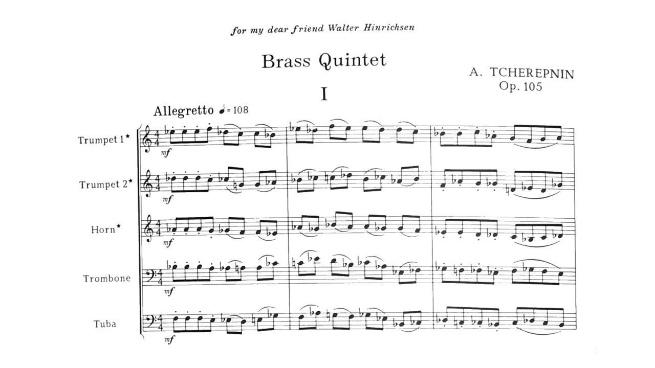 Alexander Tcherepnin: Brass Quintet (Op. 105)