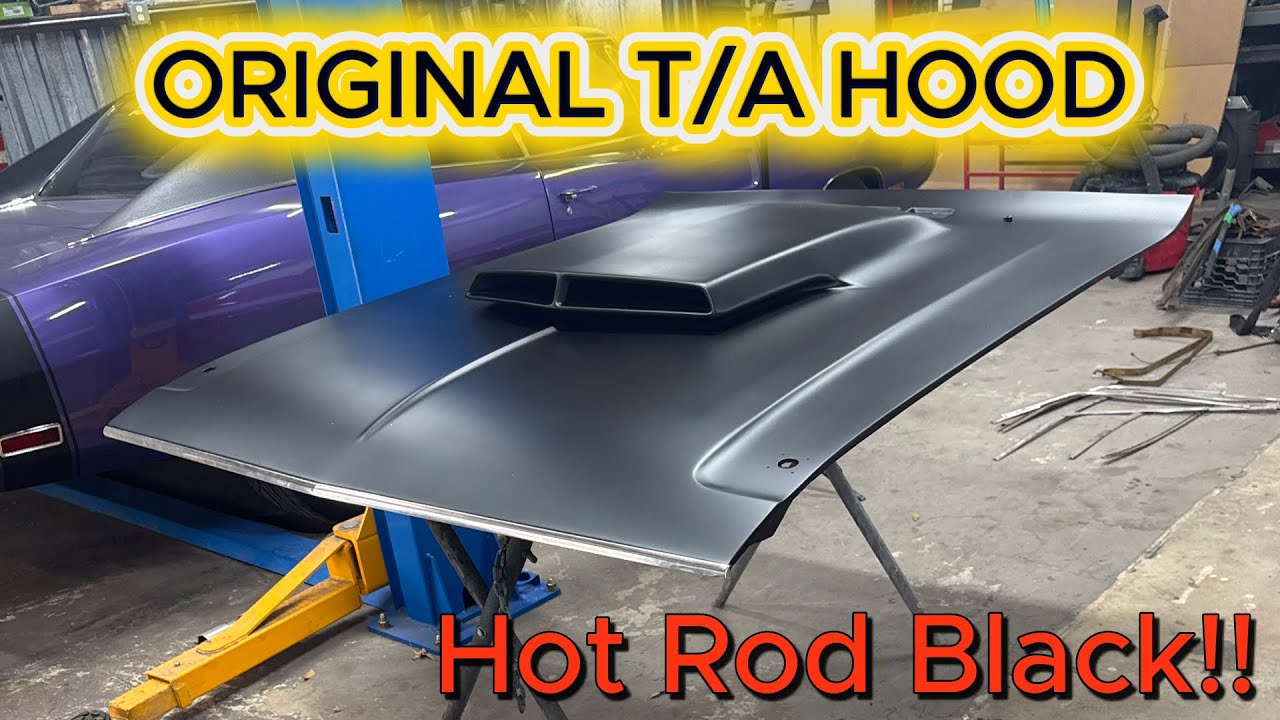 Epoxy to Hot Rod Black!! Painting my Original T/A Hood--1970 Challenger.