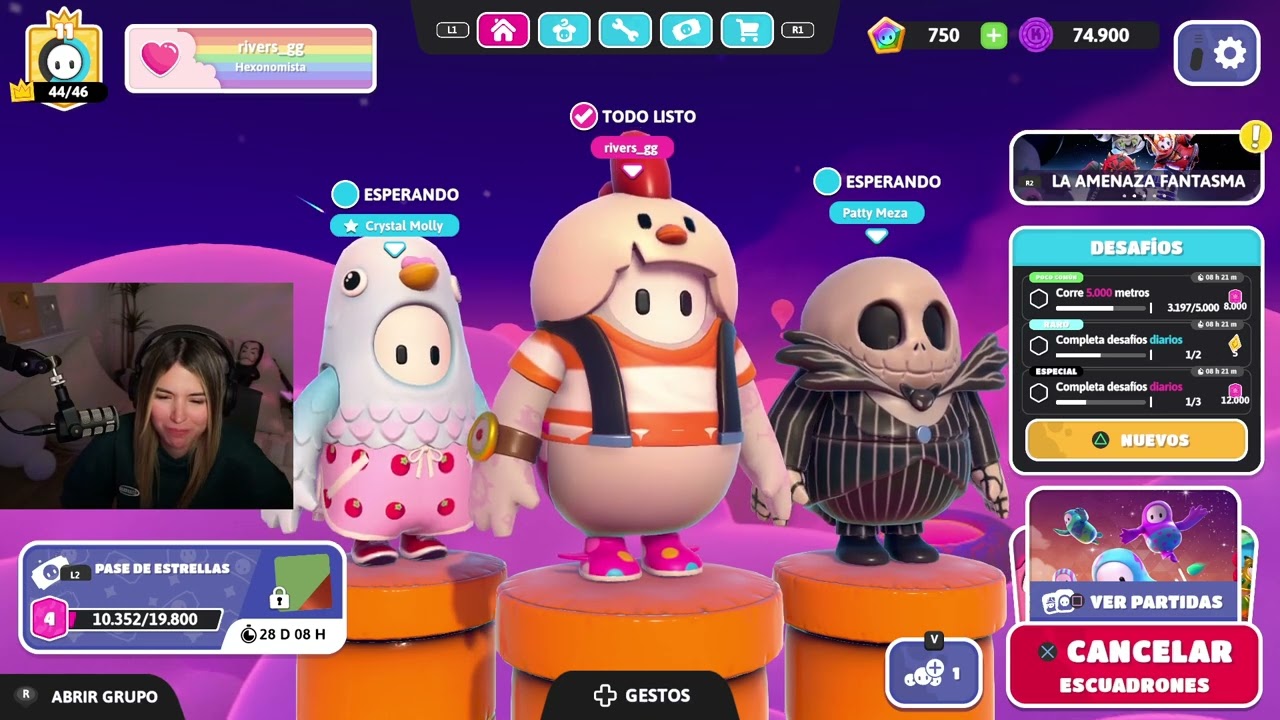 RIVERS JUEGA FALL GUYS CON MOLLY Y PATTYMEZA