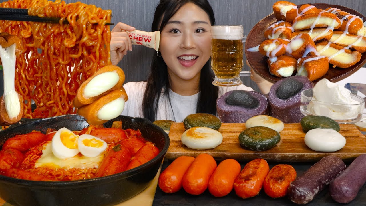 MUKBANG)+vlog 인생 치즈떡 발견💖 떡볶이맛 치즈떡, 떡 아이스크림, 브이로그까지! 떡 먹방 Tteok Korean dessert real sound eating