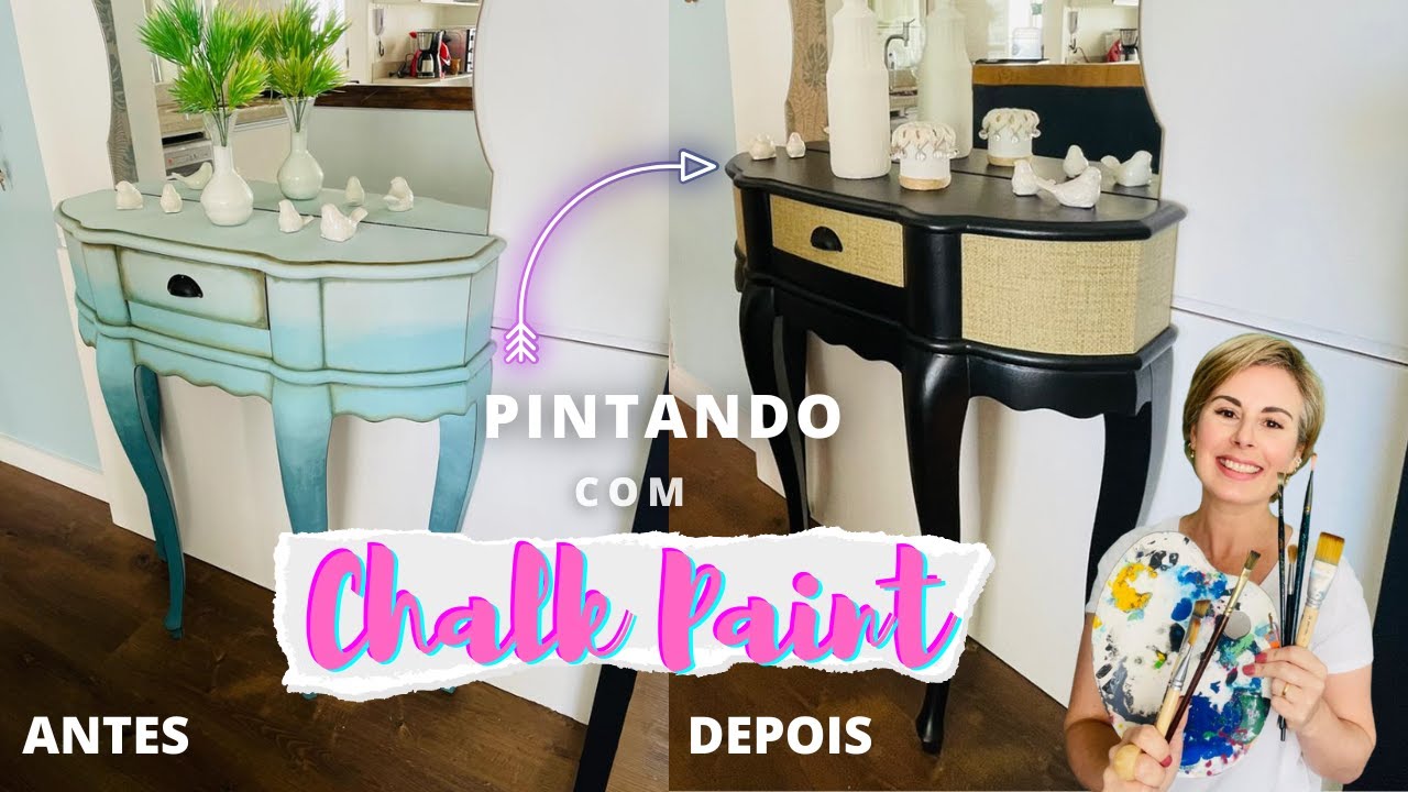 COMO PINTAR UM MÓVEL DE MADEIRA COM A CHALK PAINT/TINTA GIZ/antes e depois/diy/faça você mesmo