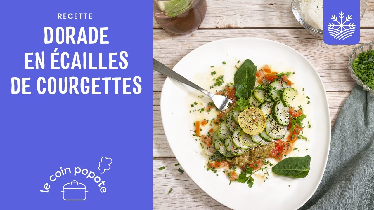 Dorade en écailles de courgettes