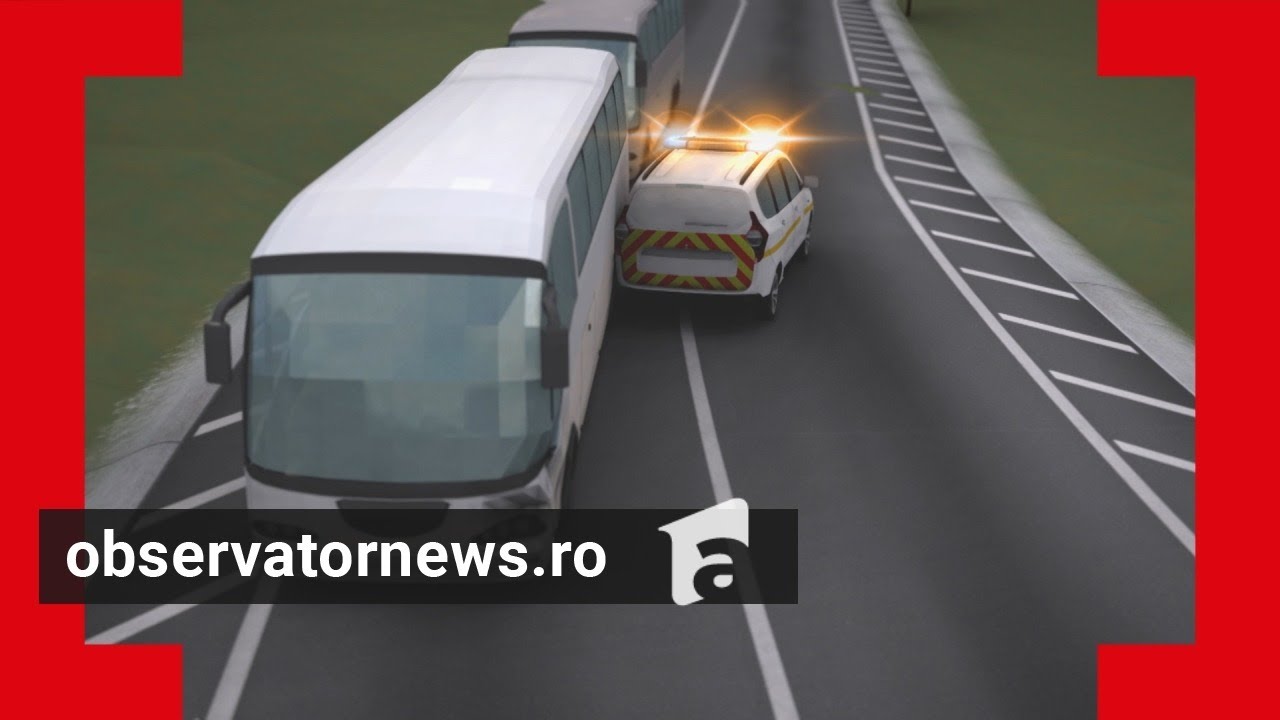 ANIMAŢIE. Care a fost cauza accidentului din Sibiu dintre cele două autocare pline de elevi