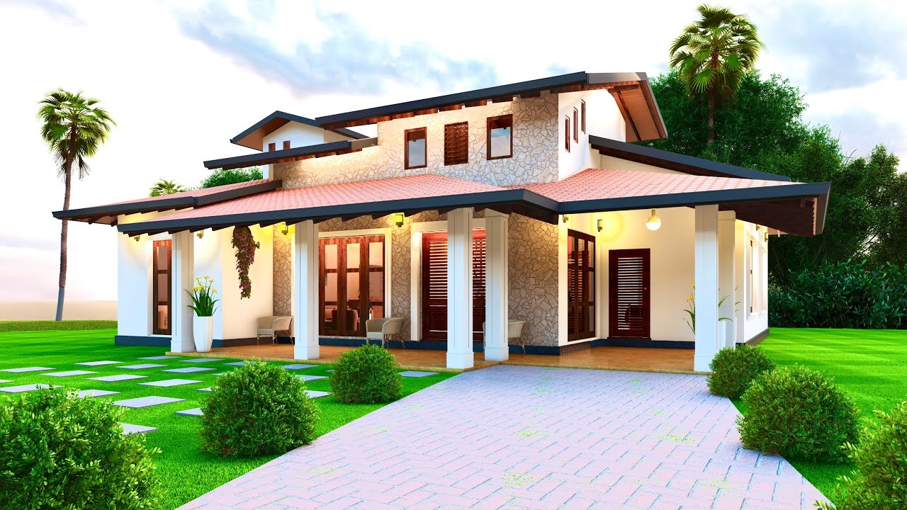 One Storey House In SriLanka | 4Bedrooms Single Storey House | House Plan Srilanka