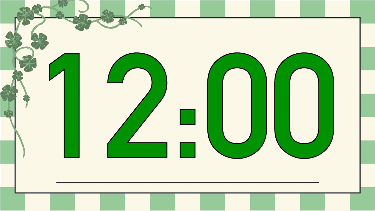 12 Minute Calm Saint Patrick’s Day Countdown Timer (Fun Chimes Alarm at End, No Music)