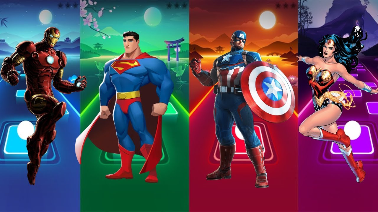 Iron Man VS Superman VS Captain America VS Wonder Woman | Tiles Hop