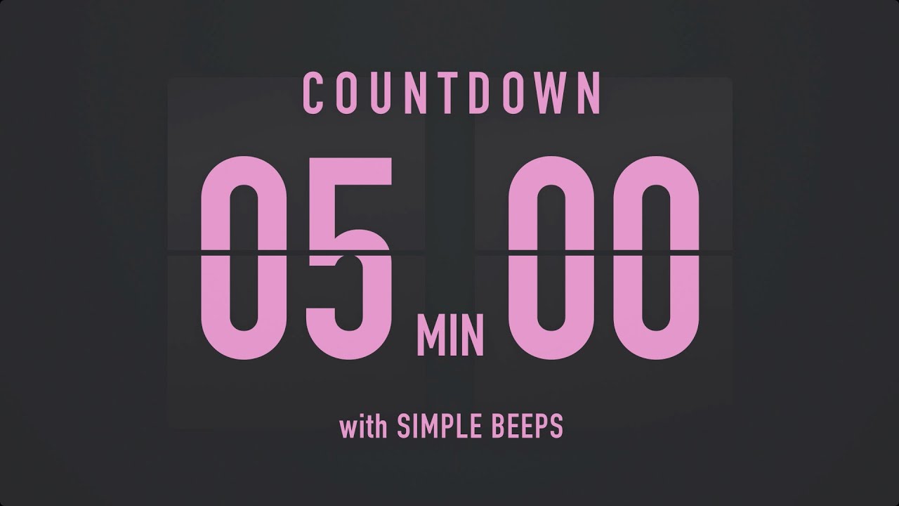 5 Minute Countdown Timer ⏳ Flip Clock with Simple Beeps 💕🖤
