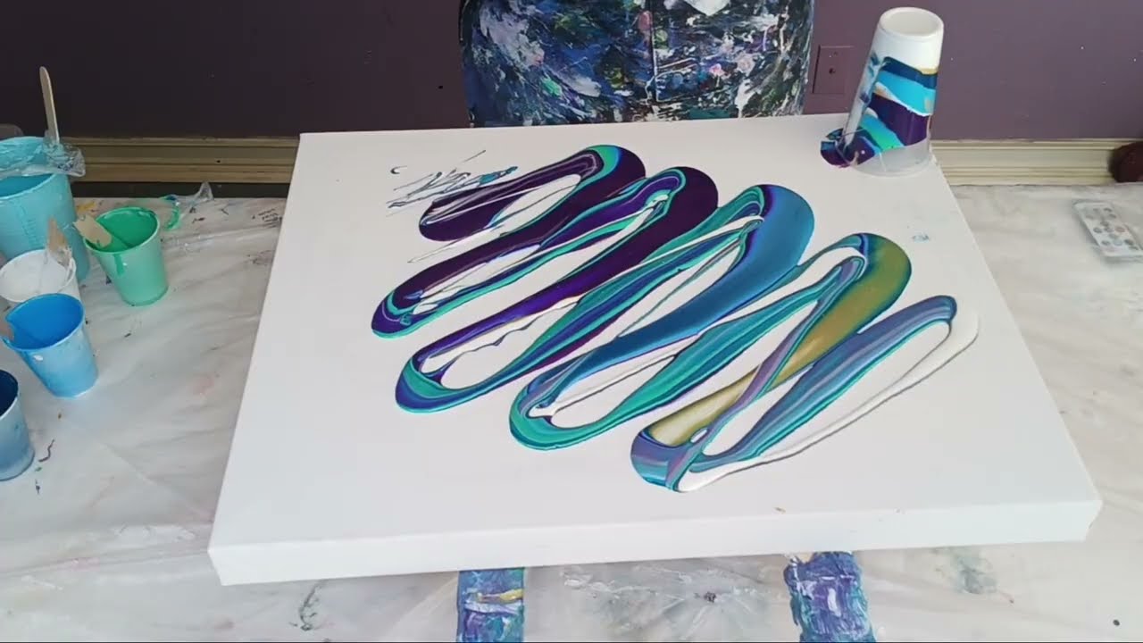 361 Beautiful colors in a ribbon pour! Must see acrylicpour fluidpour abstract ribbons