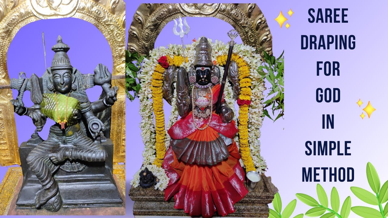 SAREE DRAPPING FOR GODDESS/DOUBLE BORDER SAREE DRAPPIN /Sareedraping for ammanstatue/amman alangaram