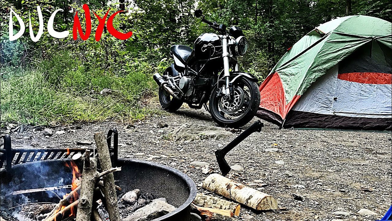 Ducati Camping Club + 1 - arrival at campsite, attacked by a MONSTER, Jag, supply run v851