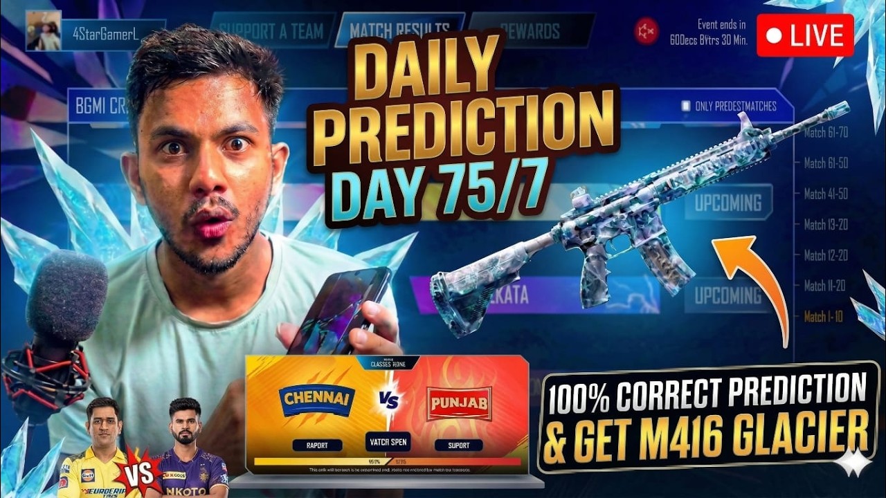 GET FREE M416 GLACIER | BGMI CRICKET LEAGUE CHENNAI VS PUNJAB IPL MATCH 7 | 4STAR GAMER