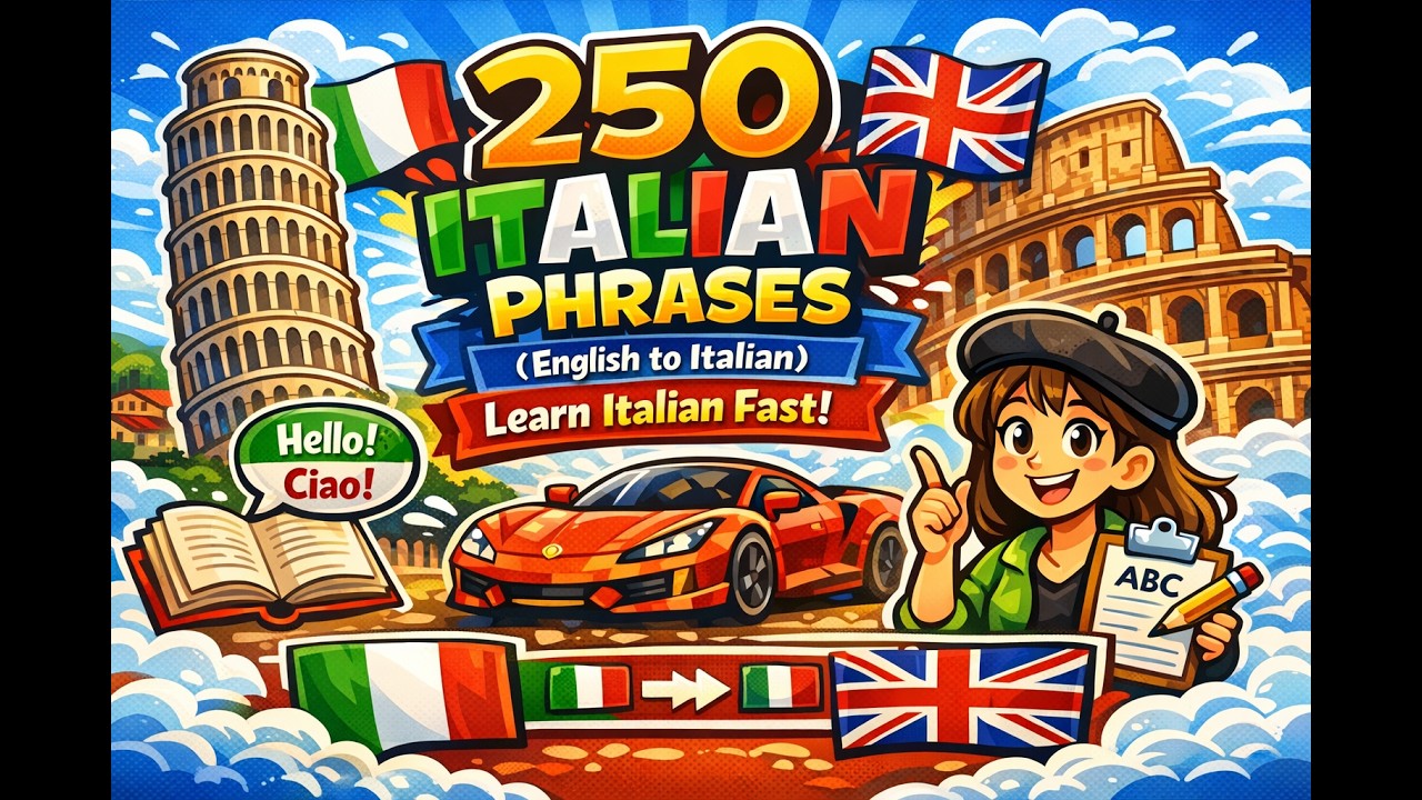 250 ITALIAN Phrases (English to Italian) | Learn Italian Fast! 🇮🇹🇬🇧