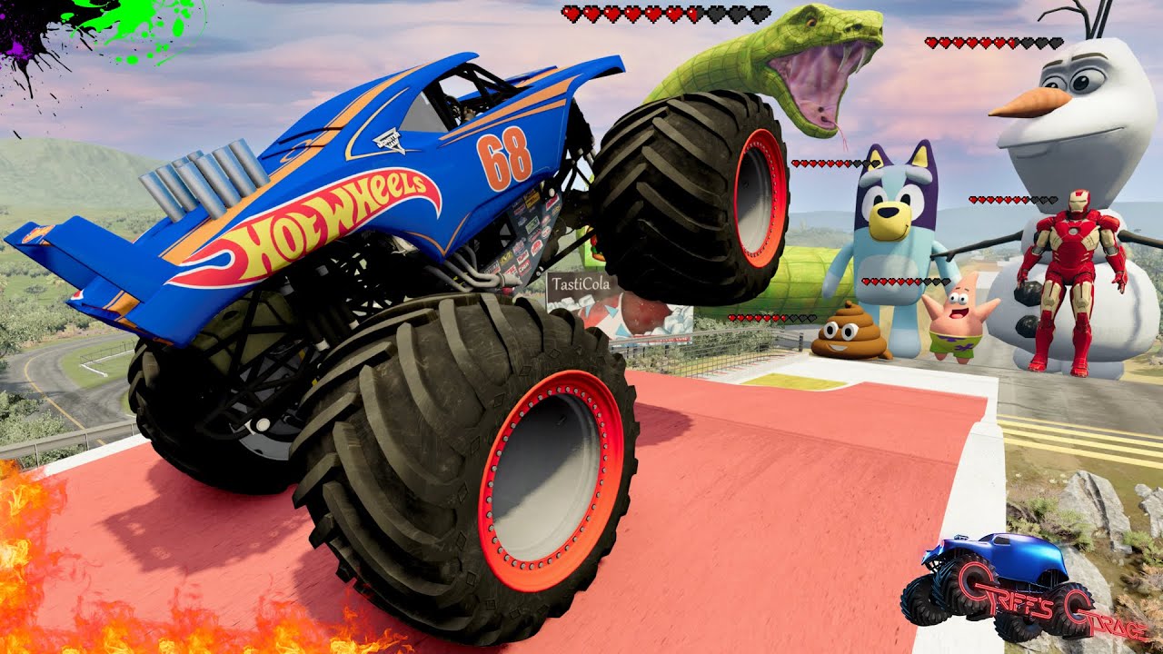 Monster Jam INSANE Monster Truck Crashes | BeamNG Drive - Grave Digger