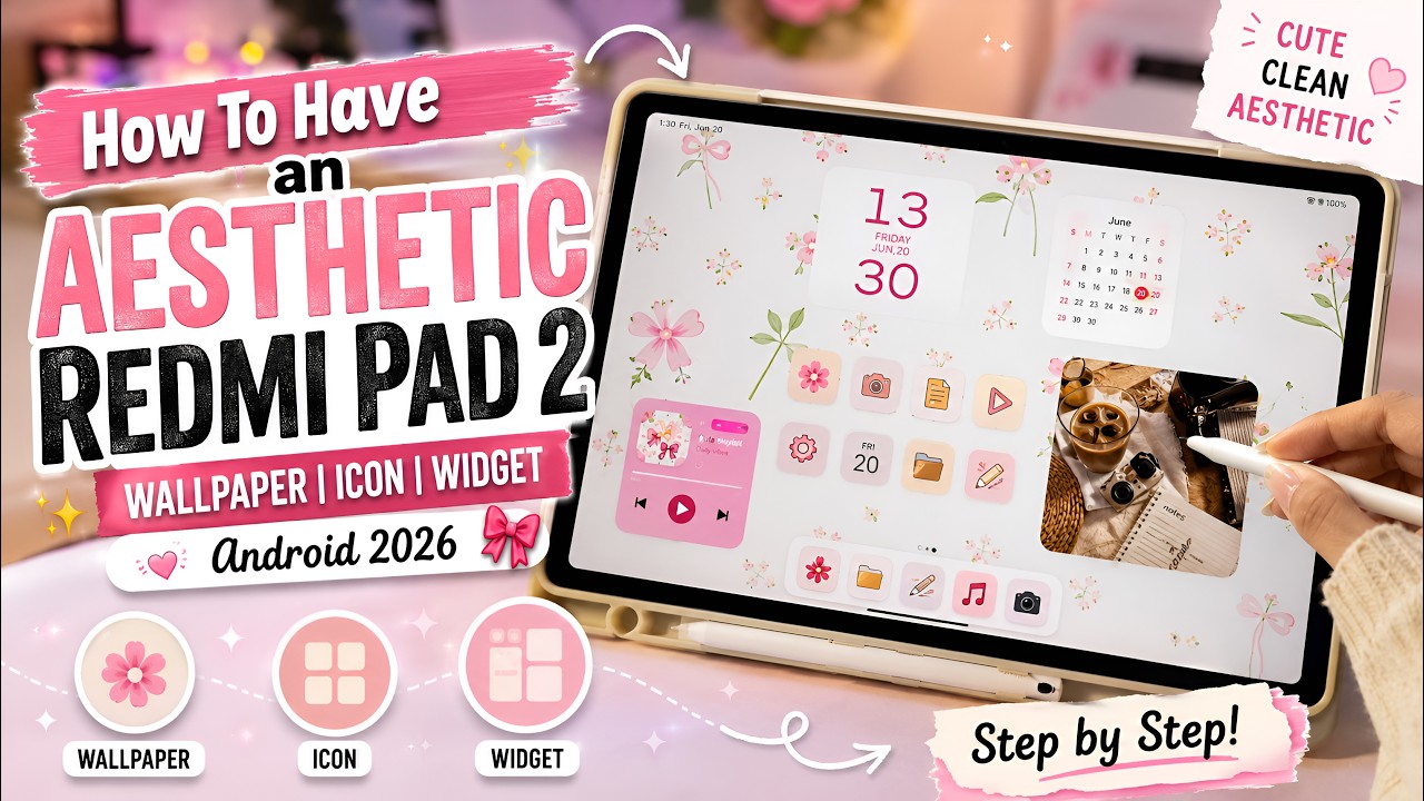 How To Have an Aesthetic Redmi Pad 2 | wallpaper | icon | widget (Android 2026) 🎀💕