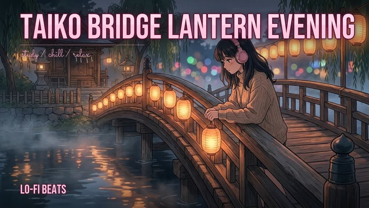 Taiko Bridge Lantern Evening | Soft Lo-Fi for a Quiet River Walk