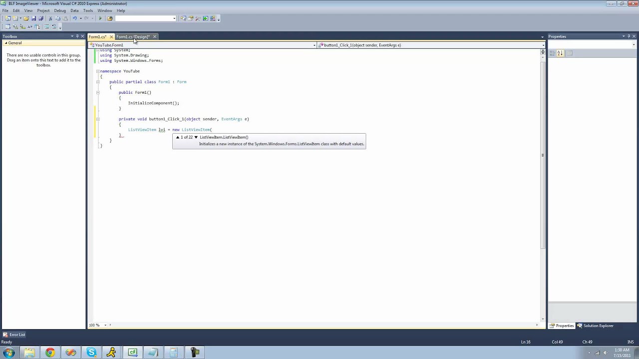 C# Beginners Tutorial - 91 - ListView Control pt 1