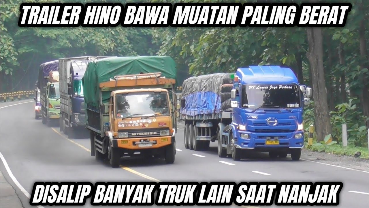 Bawa Muatan Paling Berat Trailer Hino Disalip Banyak Truk Lain, Truk Hino Fuso Isuzu Truk Gandengan