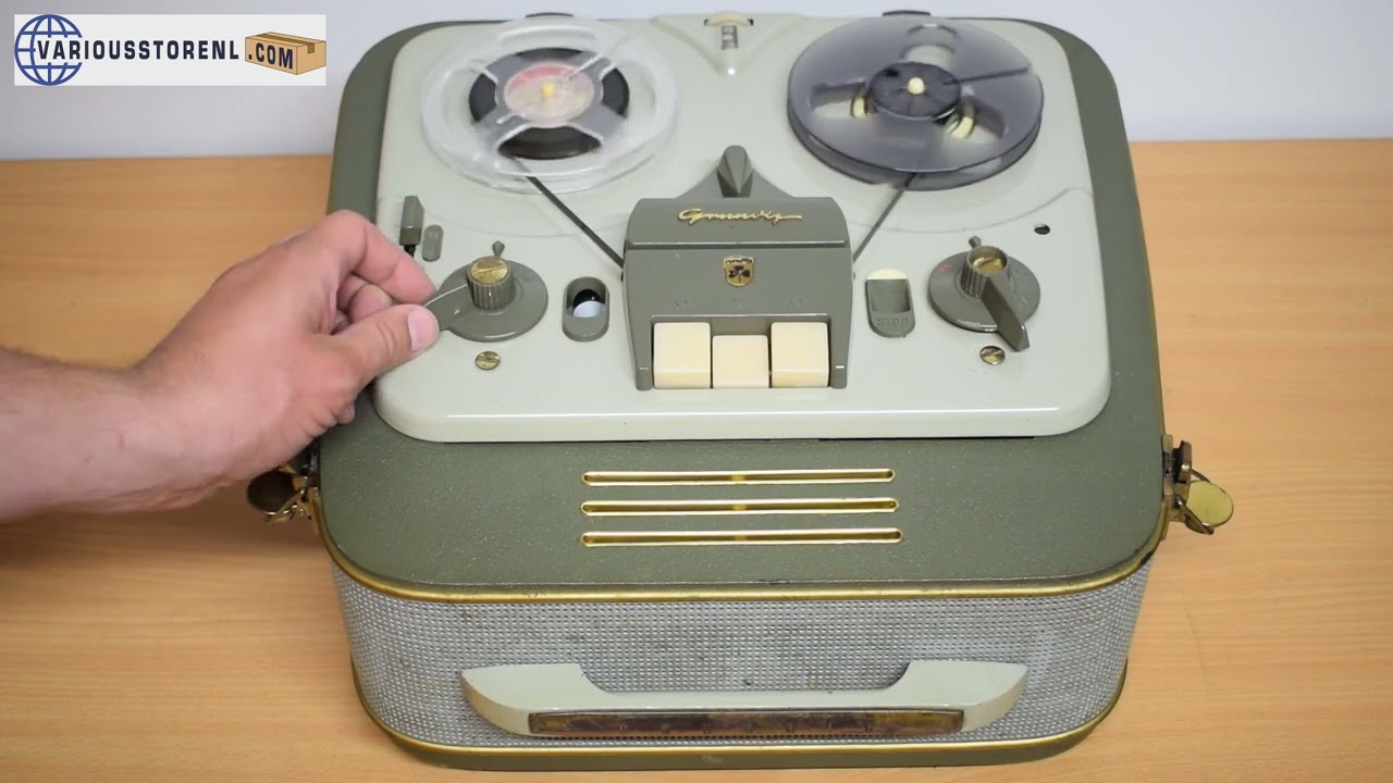 Grundig TK8 Green 2Track Mono Tube Tape Recorder Demonstration - For sale at www.variousstorenl.com