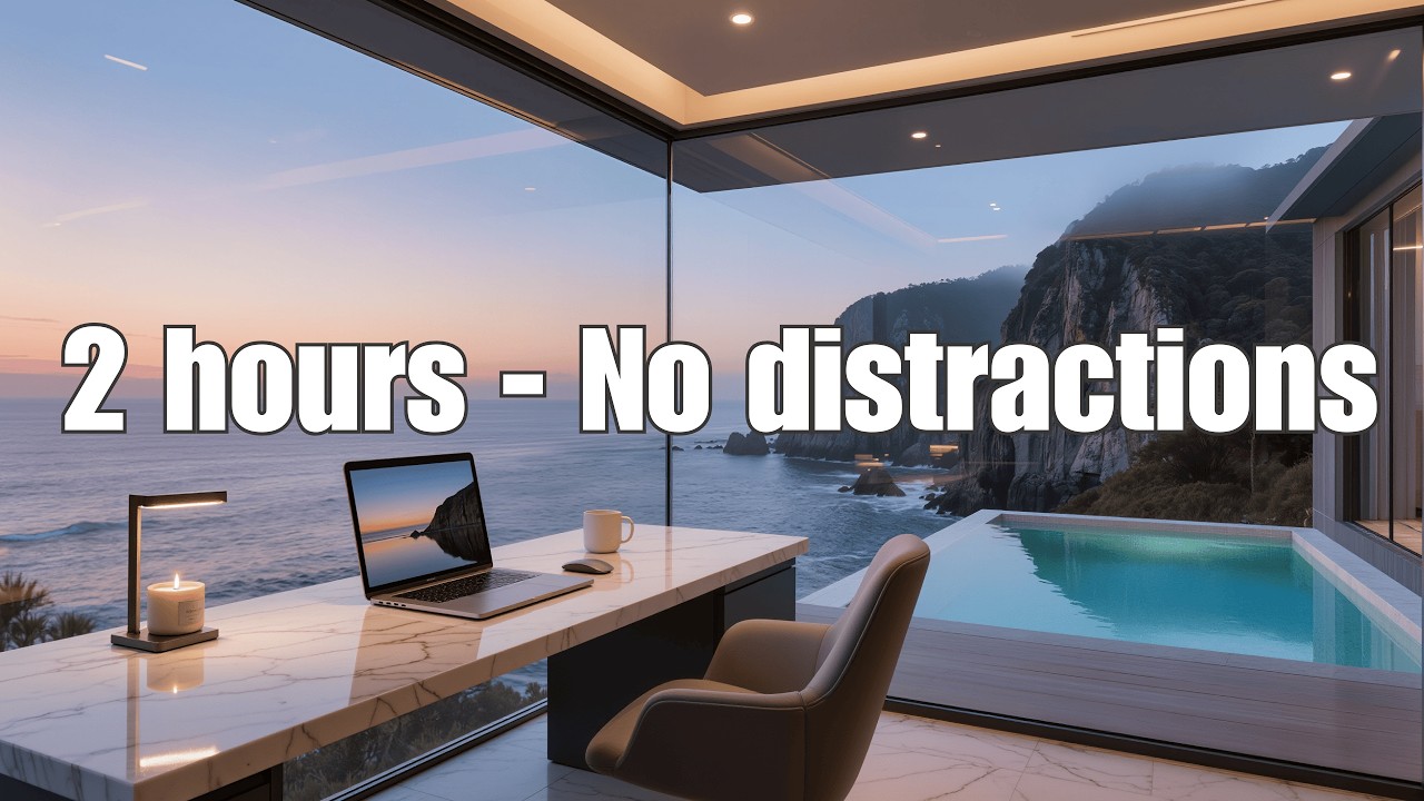 No Distractions Morning Setup: Cliffside Infinity Pool Desk #focusmusic #workmusic