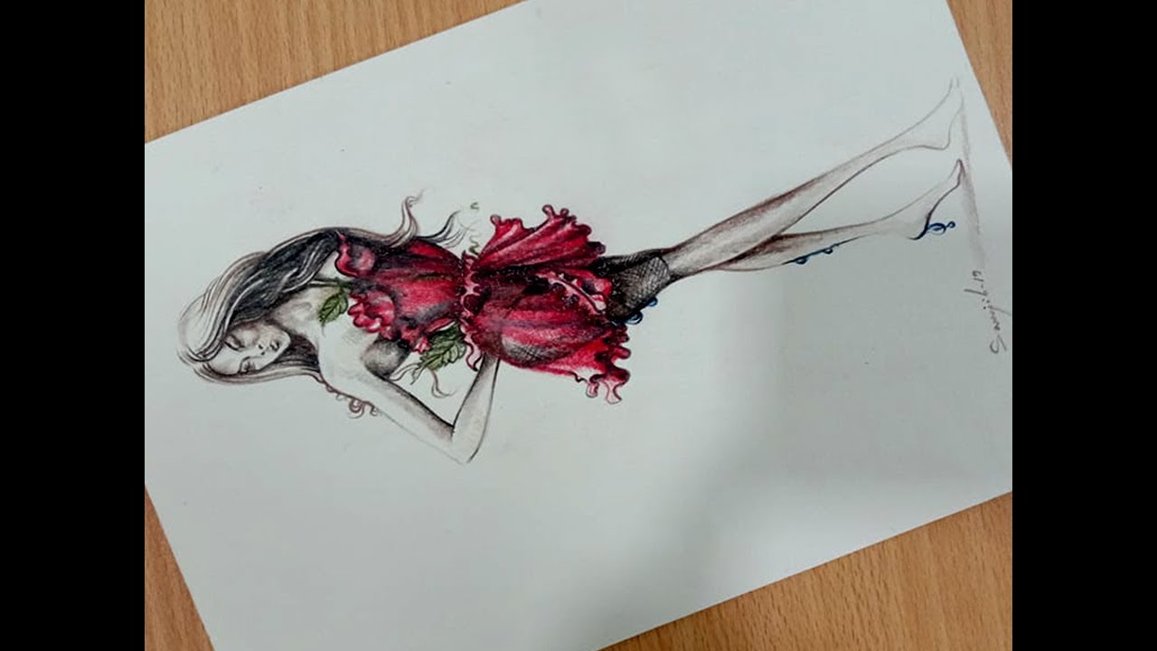 How To Draw a Fashion Figure Using Color pencil| Fashion illustration sketches