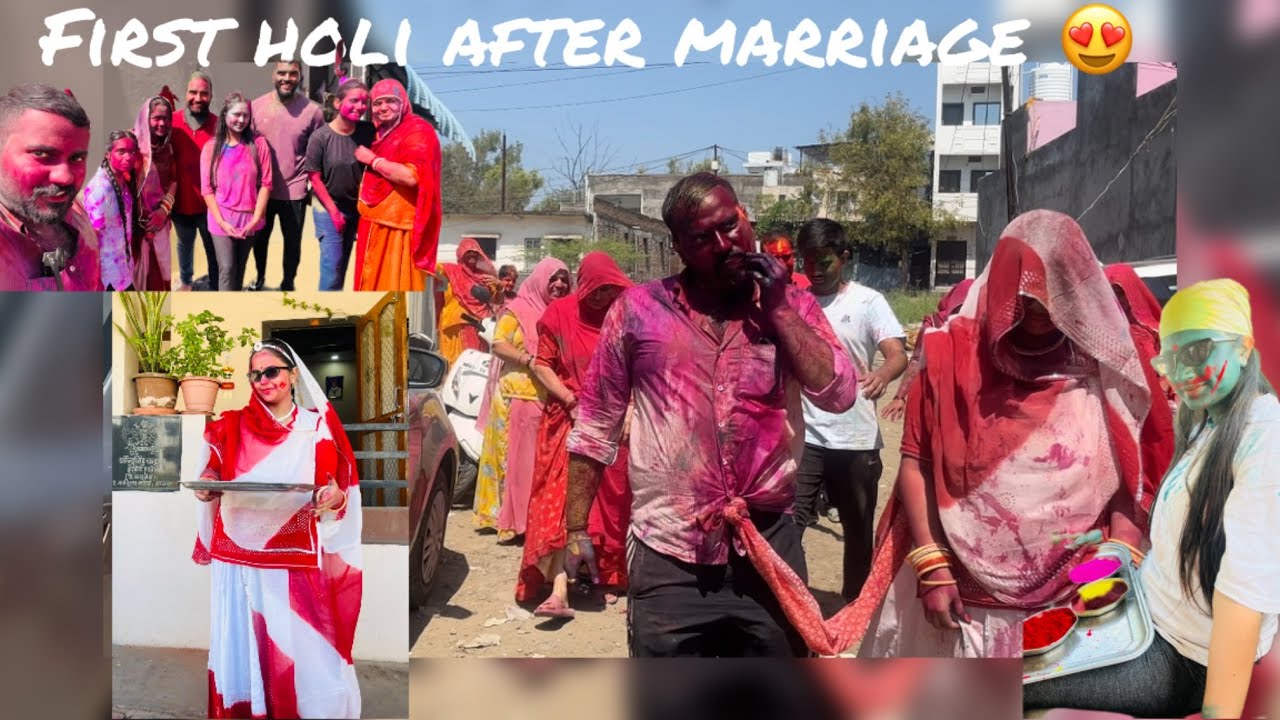 Celebrated my first holi after marriage 😍😍 #firstholi #holi #holishorts 