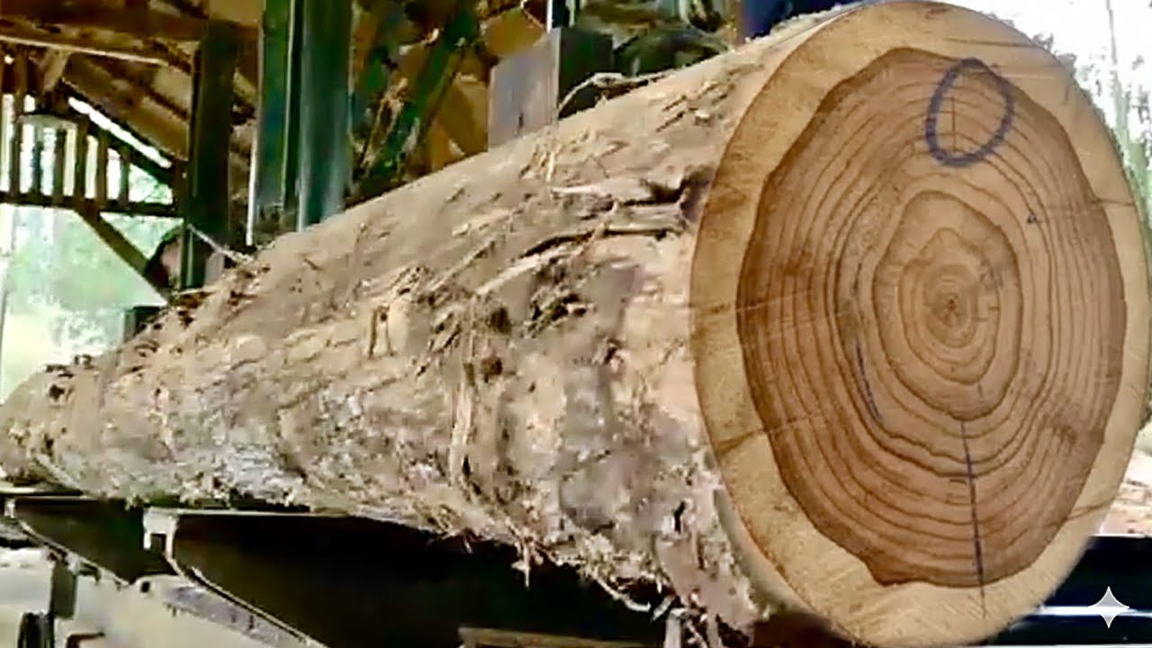 🌲 Процесс распиловки самой красивой длинной тиковой древесины для изготовления каркаса дома🌲