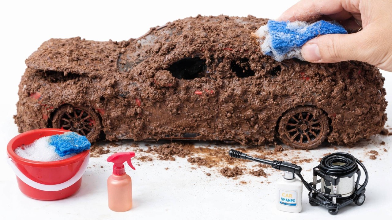 Super Realistic Cleaning of 1:24 Lamborghini Huracán After an Extreme Dusty Off-Road Journey