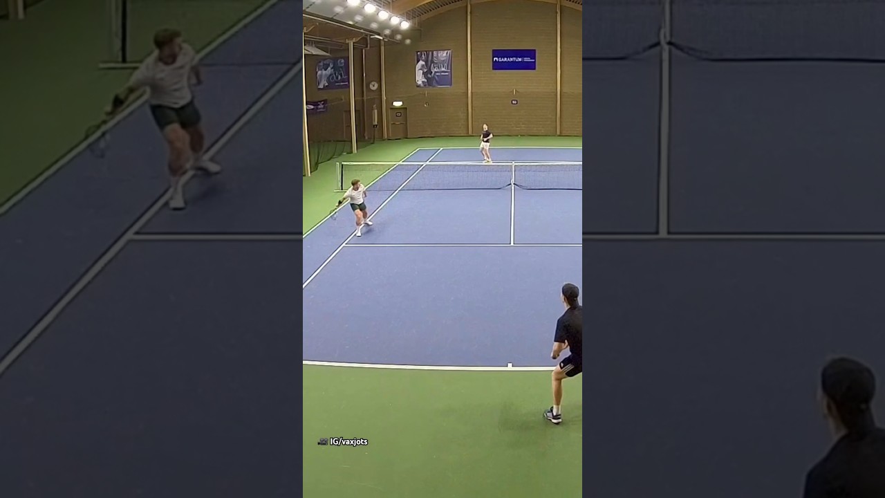 Awesome amateur doubles point at 7-7 in the tie-break (9 games all |First to 10 games match) #tennis